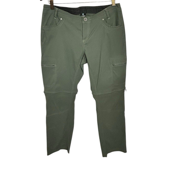 Kuhl Kliffside Convertible Zip Off Pants Sz 14 Short Cargo Hiking Olive Green - Picture 6 of 10